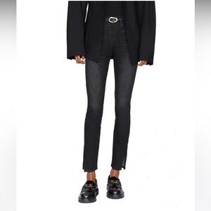 Frame Le High Skinny Jeans Split Hem‎ Black Corvo Stretch - Size 27